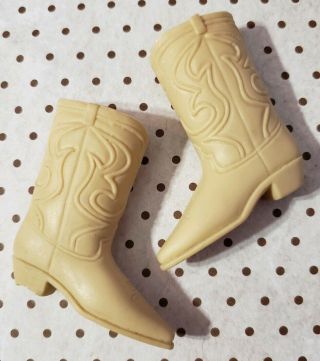 Barbie Doll Shoes Ken Vintage Tan Cowboy Western Boots Finishing Touches 2459