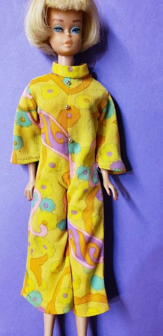 Vintage Barbie Clone Maddie Mod ? Groovy Yellow & Orange Jumpsuit