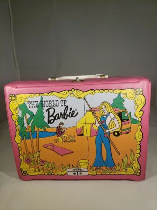 Vintage Pink The World Of Barbie Vinyl Lunchbox & W/htf Thermos