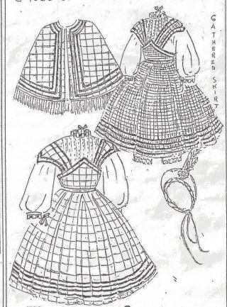 12 " Antique French Fashion Rohmer Huret Doll@1860 - 65 Dress/skirt Capelet Pattern