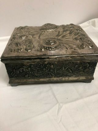 Antique Victorian Trinket Box Silver Plated Box Nautical