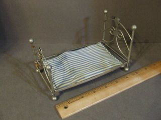 Vintage Miniature Doll House Antique Metal Iron Bed