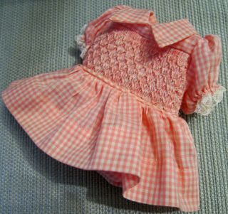 Vintage Pink Gingham Smocked Doll Dress Fits Littest Angel