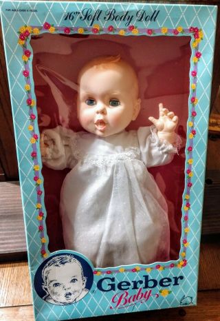 Vntg 1989 - 15.  5 " Gerber Baby Doll W/ Sleeping Eyes,  Org.  Packaging Exc.  Cond
