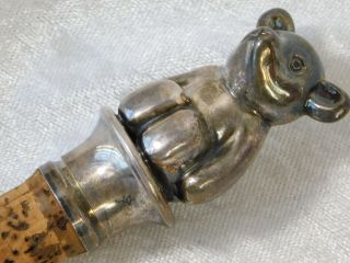 VTG Hans Jensen Denmark Silverplate Teddy Bear Figural Bottle Stopper 3