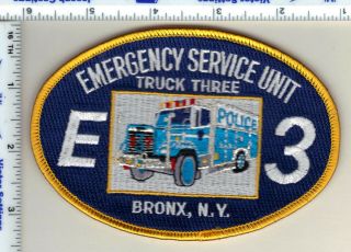 York City Police Emergency Service Unit Truck 3 Blue Letters Patch