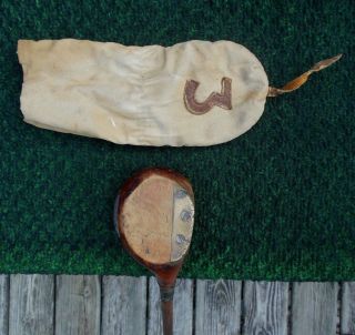 Antique Wright & Ditson St.  Andrews Hickory Shaft Driver W/headcover