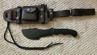 Tracker Style Wsk Knife With Leather Sheath Wilderness Hunting Dangler Firesteel