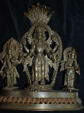 Orig $499 Nepal/tibet Shaman Bronze 3 Buddha Statue Early 1900s 8in Prov