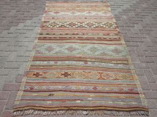 Anatolia Turkish Kilim Rug Floor Rug Kelim Wool Rug 52,  3 " X92,  9 " Area Rugs Carpet