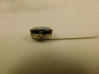 Antique Victorian 14K Filigree White Gold Black Onyx Cameo Stick Pin 5