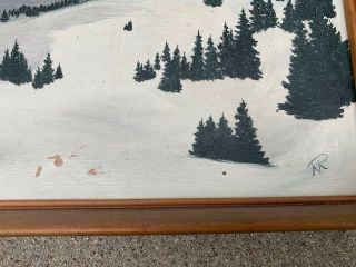 Vintage framed oil painting on board Mt Rainier Washington 18 
