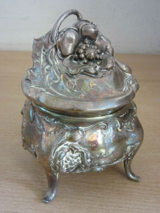 Antique Art Nouveau Silver Plated Jennings Bros Floral Trinket Jewelry Box 1135