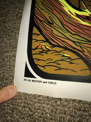 Mother and Child True Vintage Black Light Poster Early 70s 2