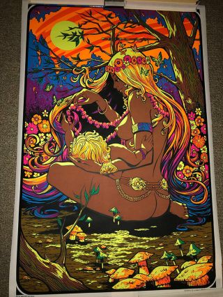 Mother and Child True Vintage Black Light Poster Early 70s 8