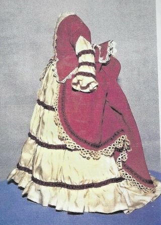 16&18&22 " Antique French Fashion Lady Doll@1875 Hoop Skirt Walking Dress Pattern