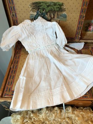 Wonderful Antique Style Vintage White Cotton Child Doll Dress