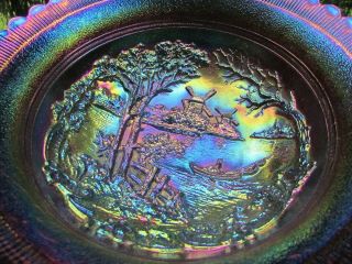 Imperial Double Dutch Antique Carnival Art Glass Ftd Flared Bowl Purple Wow