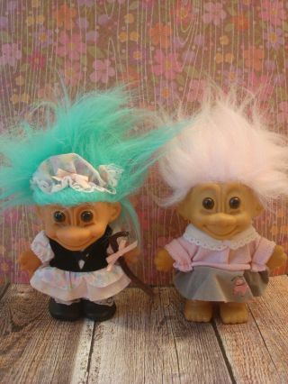 2 Vintage Russ Troll Dolls Little Bo Peep 50 