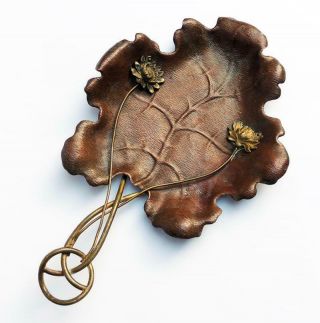 Anglo Japanese Copper & Brass Leaf Dish C1885 Aesthetic Movement