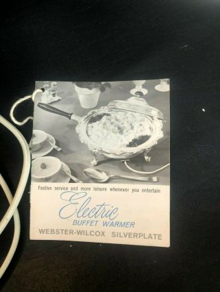 WEBSTER - WILCOX SILVERPLATE ELECTRIC BUFFET WARMER 4