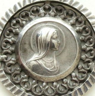 Most Exquisite Antique Silver Medal Pendant To Immaculate Virgin Mary Of Lourdes