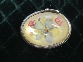 Antique Vintage Sterling Paperweight Real Flowers Pin/brooch,  Jez? 925