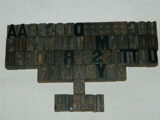 Antique Letterpress Wood Type Block Set Of 73