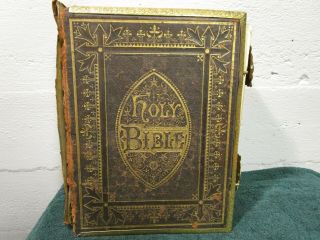 Large Antique Rev John Brown Leather Bound Holy Bible Holy Religious