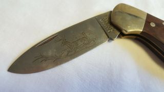 Collectible Western Single Blade Folding Pocket Knife S - 532 With Leather Sheath 2