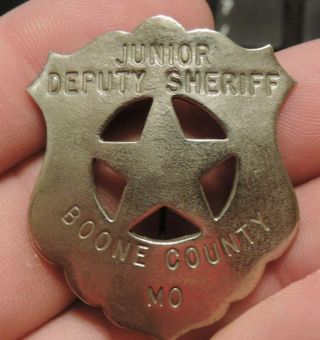Junior Deputy Sheriffs Boone County Missouri Vintage Metal Shield Badge Columbia