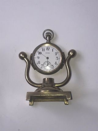 Antique Equity Open Face Pocket Watch With Stand.