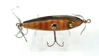 Paw Paw Injured Minnow Gold Red Ribs Brown Wood Lure
