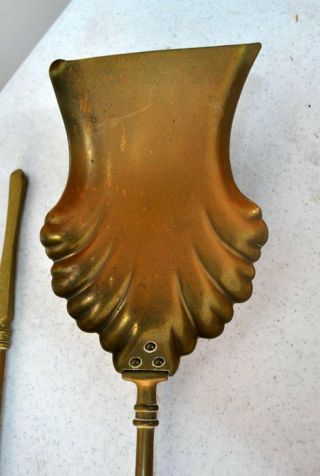 Antique British Bronze Andirons/Stands & Matching 3 Piece Fireplace Tool Set 4