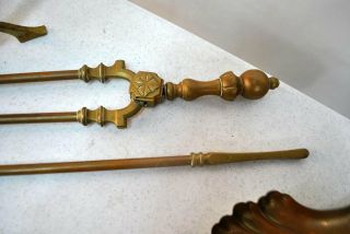 Antique British Bronze Andirons/Stands & Matching 3 Piece Fireplace Tool Set 6
