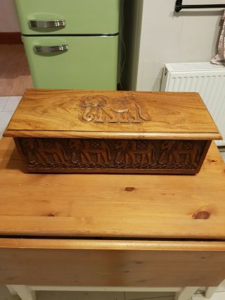 Lovely Vintage Large Elephant Carved Box