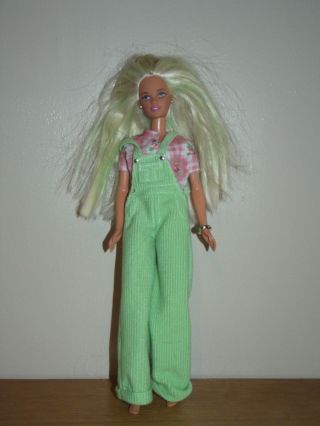 1997 Barbie Extreme Green Teen Skipper Overalls Vintage 90s
