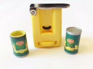 Vintage Barbie Dollhouse Tyco Kitchen Littles Can Opener Cans Canned Corn