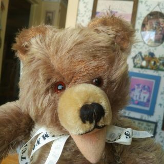 Antique/vintage 1950s Mohair Hermann Zotty Teddy Bear Germany 16in Vgc