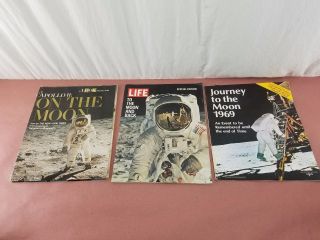 3 Vintage Moon Landing Magazines,  Life To The Moon And Back,  Journey To The Moon