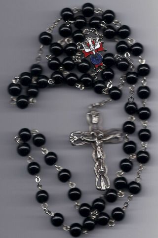 Knights Of Columbus - Black Obsidian 8mm Rosary