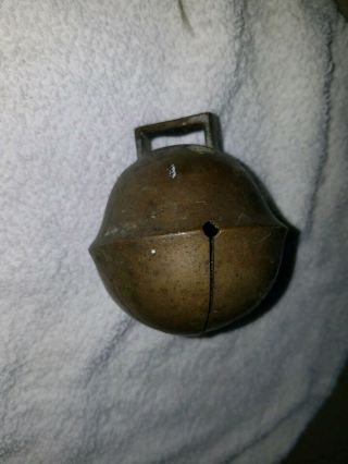 Large Antique 4 Inch Brass Horse Sleigh Bell Great Sound
