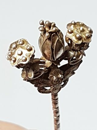 A Fine Qing Dynasty Silver Gilt Hair Pin.  A Butterfly & Lotus Flower & Pods. 5