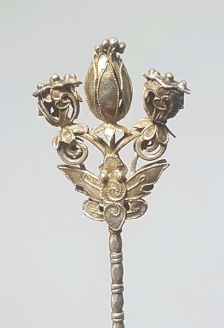 A Fine Qing Dynasty Silver Gilt Hair Pin.  A Butterfly & Lotus Flower & Pods. 6