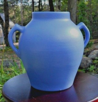 Antique Vintage York Pfaltzgraff Art Deco Pottery Matt Blue Art & Craft Vase 2