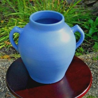 Antique Vintage York Pfaltzgraff Art Deco Pottery Matt Blue Art & Craft Vase 4