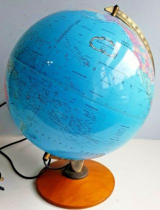 Vintage Scan Globes A/s Denmark Electric Light Up World Globe Teak Plinth 12 " In