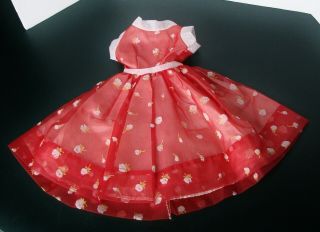 Vintage Sheer Flocked Flower Floral Fabric Doll Dress