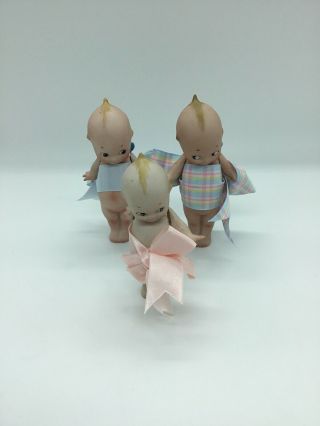 3 Vintage Rose O’neill Bisque Kewpie Dolls W/poseable Arms Blue Wings