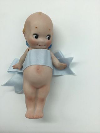 3 Vintage Rose O’Neill Bisque Kewpie Dolls w/Poseable Arms Blue Wings 6